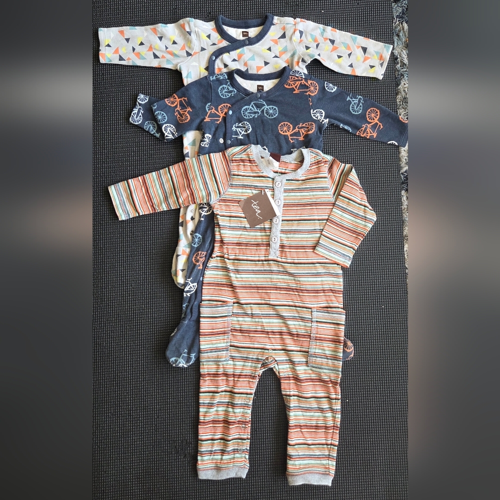 Tea collection  Baby boy footie pajamas and one Piece Bundle One Is New